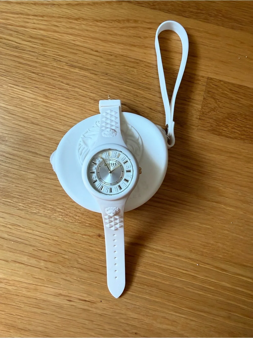 Versus Versace White Silicone Watch with Gold Dial Accents